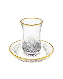 Crystal Gold Rim Kiddush Cup and Tray