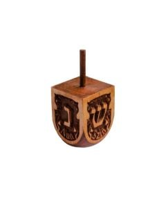 Dark Pine Wood Carved Dreidel