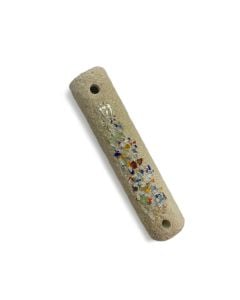 Dead Sea Stone Mezuzah: Rainbow Stones