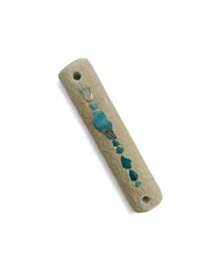 Dead Sea Stone Mezuzah: Turquoise Stones