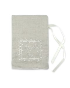 Embroidered Mazel Tov Bag: Beige and White