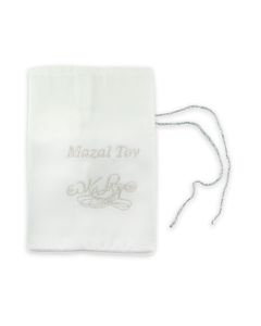 Embroidered Mazel Tov Bag: White and Silver