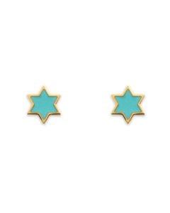 Enamel Star of David Studs by Mamaleh Jewelry: Ocean Blue