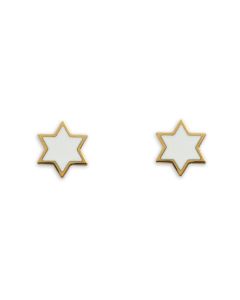 Enamel Star of David Studs by Mamaleh Jewelry: White
