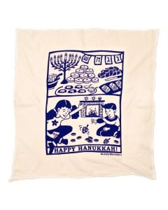 Flour Sack Dish Towel by Kei & Molly Textiles: Hanukkah Scene