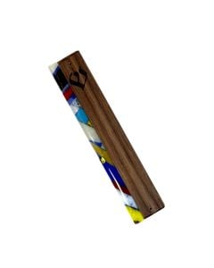 Fused Colored Glass and Walnut Mezuzah by Gary Rosenthal
