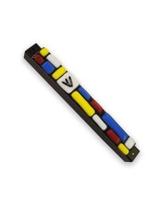 Fused Glass Mezuzah by Shevi Berman: Mondrian