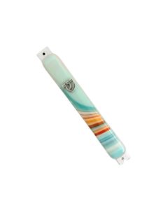 Fused Glass Mezuzah by Shevi Berman: Orange and Teal