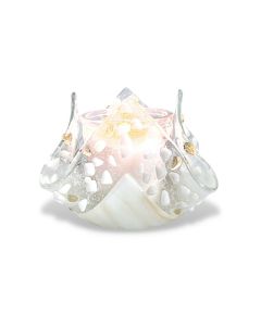 Fused Glass White Yahrzeit Holder by Shevi Berman