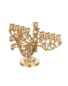 Gold and Crystal Dove Menorah