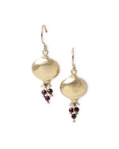 Gold Plated Pomegranate Earrings with Garnet Beads by The Israel Museum
