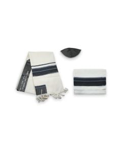 Gray and Silver Striped Tallis Set