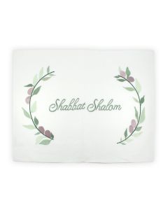 Green and Pink Floral Embroidered Linen Challah Cover by Eretz