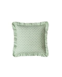 Green Zwölfermuster Ruffled Throw Pillow by The Six Bells & The Wallach Project