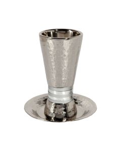 Hammered Kiddush Cup with Silver Rings by Yair Emanuel