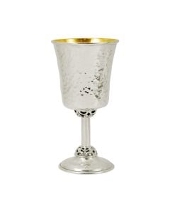 Hammered Sterling Kiddush Cup with Ornate Details by Avi Nadav