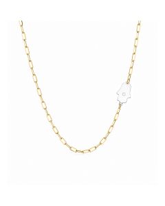 Hamsa Diamond Paperclip Necklace by Miriam Merenfeld