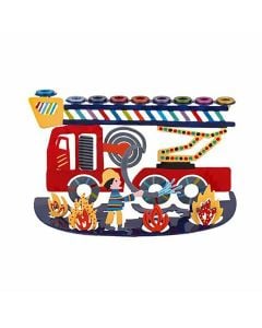 Handpainted Fire Truck Menorah by Yair Emanuel