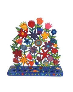 Handpainted Flowers Menorah by Yair Emanuel