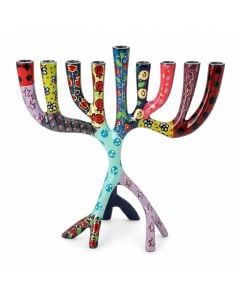 Handpainted Patchwork Menorah by Yair Emanuel: Small
