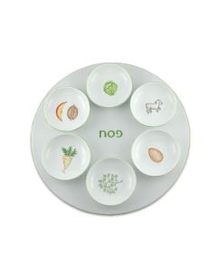 Seder Plate with Illustrated Dishes by Ann Marie Murray