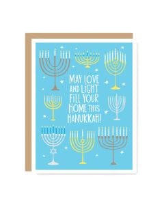 Hanukkah Notecard: Eight Menorahs