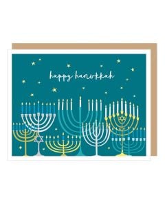 Hanukkah Notecard: Table of Menorahs