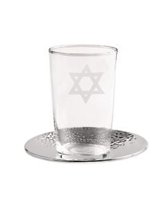 Hidden Star of David Kiddush Cup and Tray by Flor Aviv