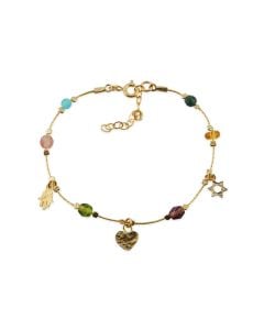 Jewish Symbol Charm Bracelet with Colorful Beads
