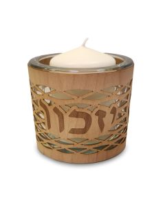 Laser Cut Maple Yahrzeit Candle Holder by Lantern Cozies