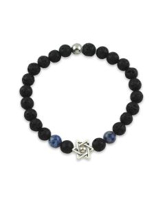 Lava and Blue Jasper Star of David Bracelet: Choice of Size