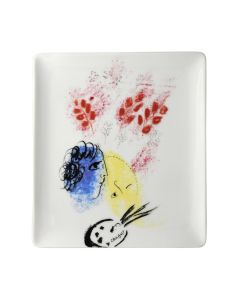 Marc Chagall Double Face Blue and Yellow Plate by Bernardaud