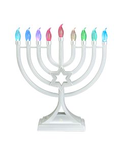 LED Glow Electric Menorah with Color Changing Bulbs