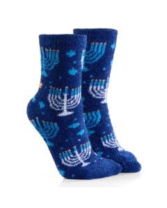 "Menorahs" Youth Fuzzy Hanukkah Socks