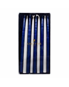 Mentallic Saphire And Pearl Hanukkah Candles by Creative Candles
