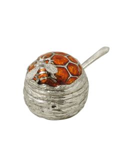 Miniature Enamel Beehive Honey Pot