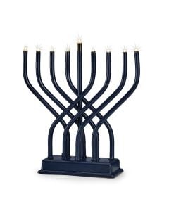 Battery Operated LED Curves Menorah: Navy