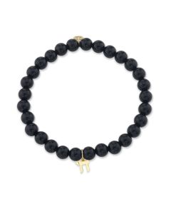 Onyx Beaded Bracelet with 14kt Gold Chai Charm by Sydney Evan