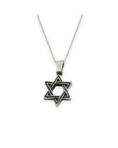 Oxidized and Sterling Silver Star of David Necklace: Choice of Pendant Size