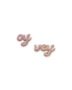Oy Vey Studs by Mamaleh Jewelry: Pink Enamel