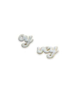 Oy Vey Studs by Mamaleh Jewelry: White Enamel