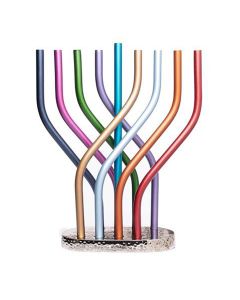 Rainbow Flame Menorah by Yair Emanuel