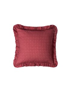 Red Zwölfermuster Ruffled Throw Pillow by The Six Bells & The Wallach Project