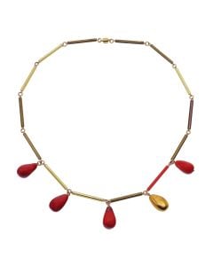 Rhapsody in Hues of Gold and Red Necklace by Staphanie Dubsky