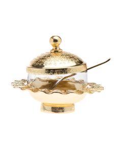 Ripple Gold Honey Jar and Dipper