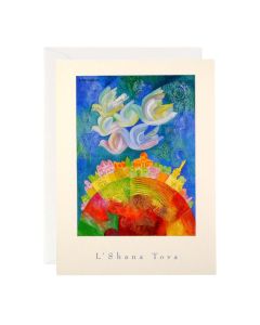 Rosh Hashanah Notecard: Doves Over Jerusalem