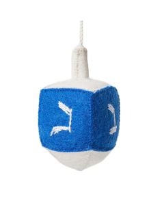 Spinning Felt Dreidel Ornament: Large Blue and White