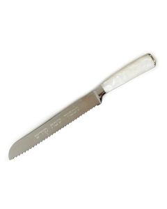 Steel Challah Knife with White Resin Handle