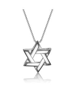 Sterling Lineal Star of David Crossover Necklace