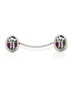 Sterling Silver Chai Tallis Clips with Enamel by Avi Nadav